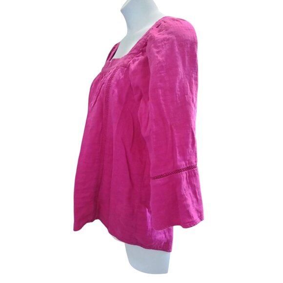 Time & Tru Fuchsia Top Size XXL (20) Square Neck Blouse Ruffled 3/4 Sleeves - Picture 5 of 8